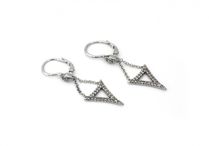 14K Triangle Diamond Drop Earrings