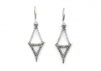 14K Triangle Diamond Drop Earrings