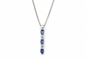 14K Yogo Sapphire & Diamond Pendant