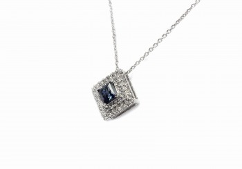 14K Yogo Sapphire & Diamond Pendant 14K Yogo Sapphire & Diamond Pendant