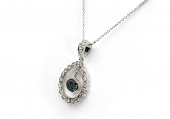 14K Montana Sapphire & Diamond Pendant 14K Montana Sapphire & Diamond Pendant