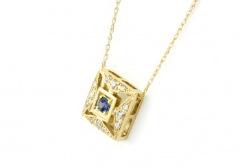 14K Yogo Sapphire and Diamond Pendant 14K Yogo Sapphire and Diamond Pendant