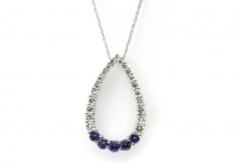 14K Yogo Sapphire and Diamond Pendant