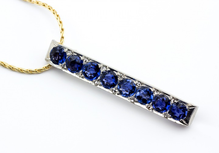 Vintage Yogo Sapphire and Diamond Pin