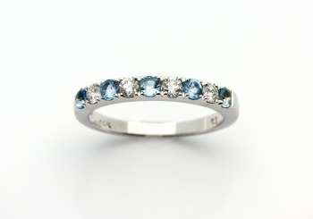 14K Blue Topaz & Diamond Ring