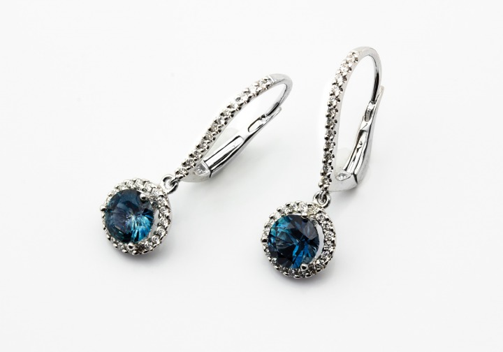 14K Montana Sapphire & Diamond Earrings