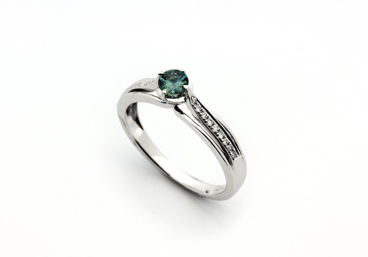 14K Fancy Montana Sapphire and Diamond Ring