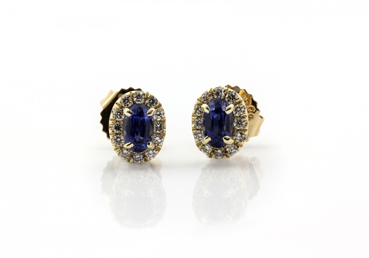 14K Montana Yogo Sapphire Stud Earrings
