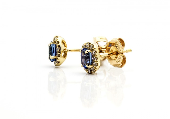 14K Montana Yogo Sapphire Stud Earrings