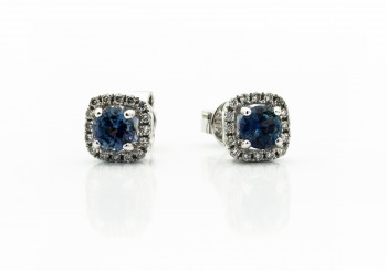 18K Fancy Montana Sapphire Stud Earrings 18K Fancy Montana Sapphire Stud Earrings