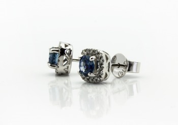 18K Fancy Montana Sapphire Stud Earrings 18K Fancy Montana Sapphire Stud Earrings
