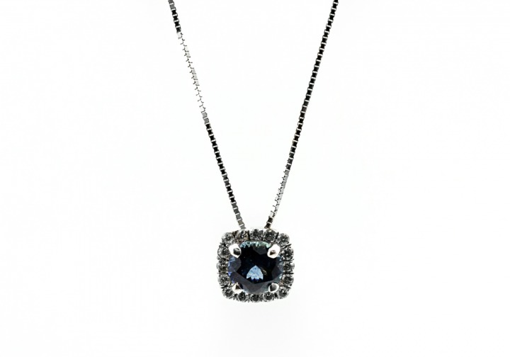 18K Montana Sapphire & Diamond Pendant