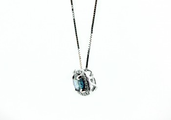 18K Montana Sapphire & Diamond Pendant 18K Montana Sapphire & Diamond Pendant