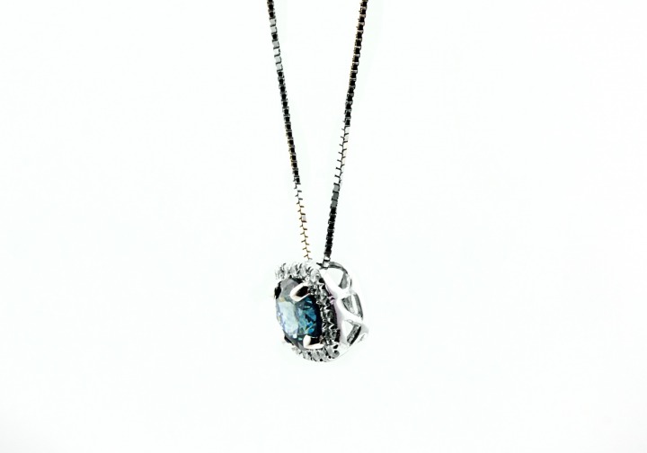 18K Montana Sapphire & Diamond Pendant