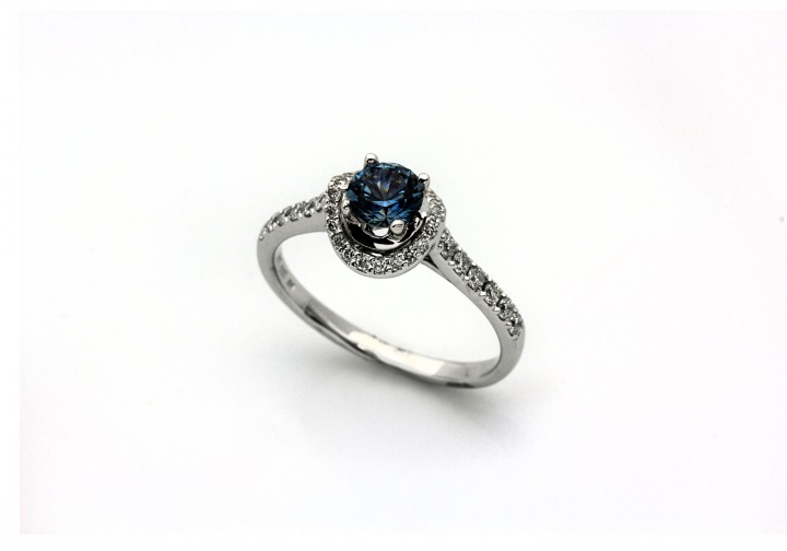 14K Fancy Montana Sapphire & Diamond Ring
