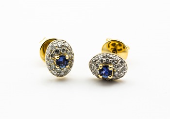 14KW Montana Yogo Sapphire and Diamond Earrings