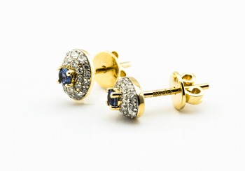 14KW Montana Yogo Sapphire and Diamond Earrings 14KW Montana Yogo Sapphire and Diamond Earrings