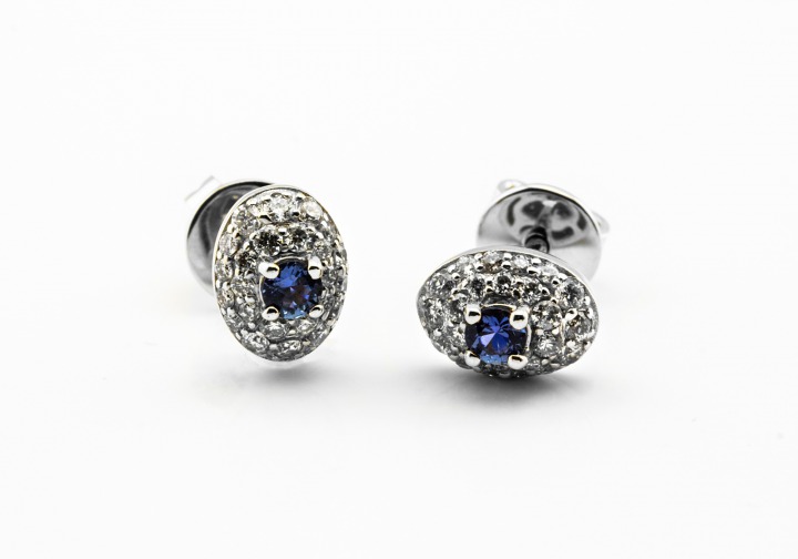 14KW Montana Yogo Sapphire and Diamond Earrings 
