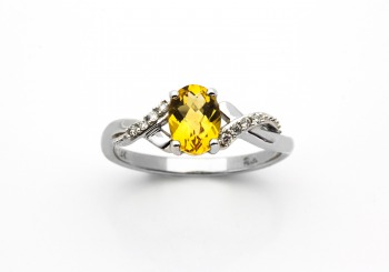 14K Citrine and Diamond Ring