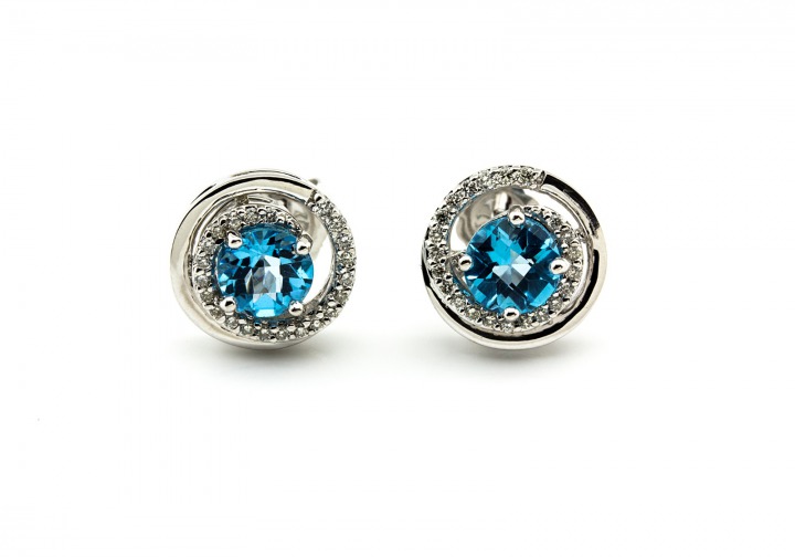 14K Blue Topaz Earrings
