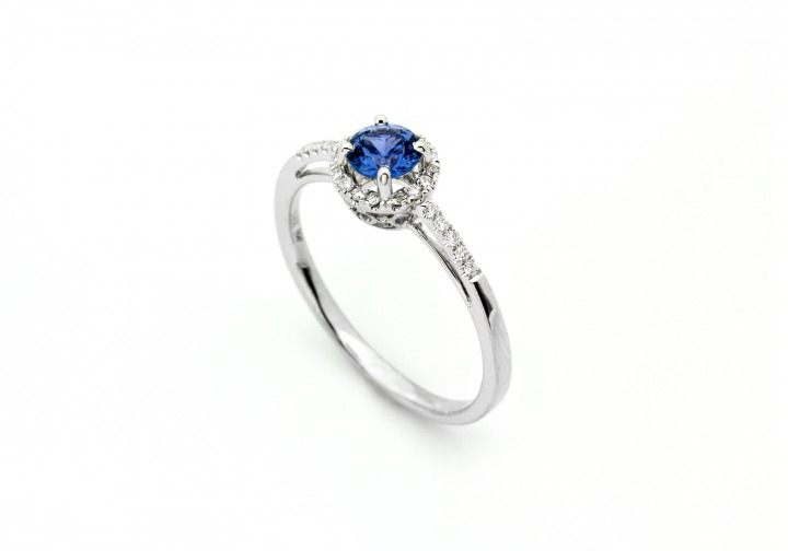 14K Montana Yogo Sapphire & Diamond Ring