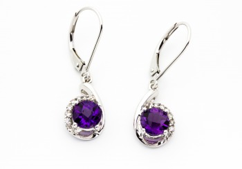 14K Amethyst & Diamond Earrings