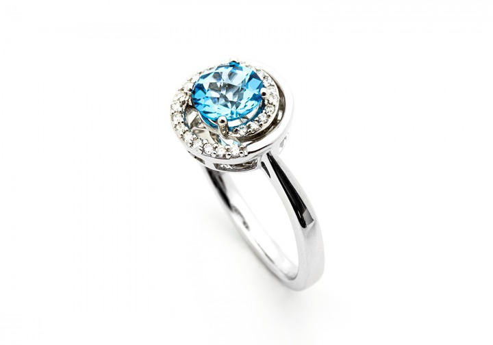 14K Blue Topaz and Diamond Ring