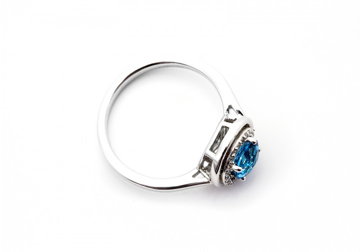 14K Blue Topaz and Diamond Ring