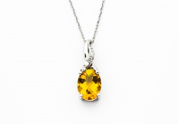 14K Citrine and Diamond Pendant