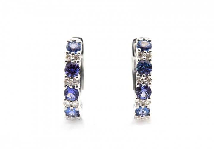 14K Montana Yogo Sapphire & Diamond Earrings 