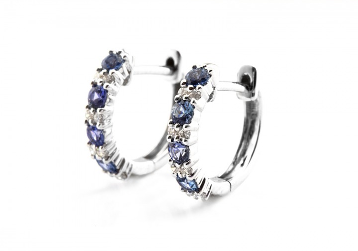 14K Montana Yogo Sapphire & Diamond Earrings 