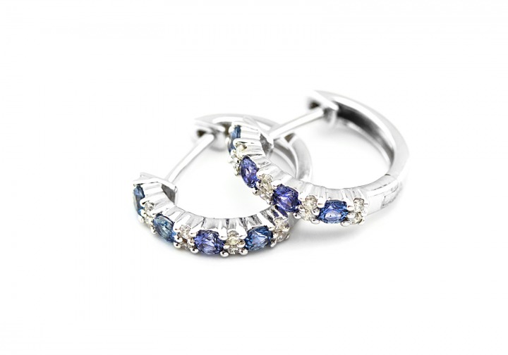 14K Montana Yogo Sapphire & Diamond Earrings 