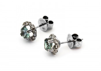 18K Fancy Montana Sapphire and Diamond Earrings 18K Fancy Montana Sapphire and Diamond Earrings