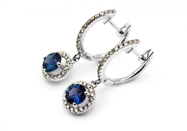 18K Fancy Montana Sapphire Earrings 
