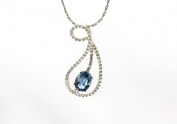 14K Fancy Montana Sapphire & Diamond Ring14K Fancy Montana Sapphire & Diamond Pendant