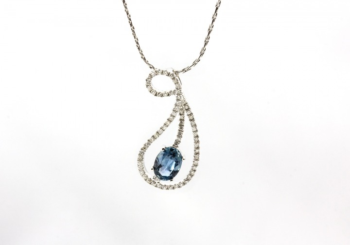 14K Fancy Montana Sapphire & Diamond Ring14K Fancy Montana Sapphire & Diamond Pendant
