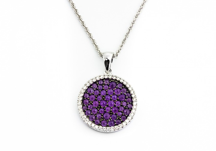 14K Amethyst and Diamond Pendant