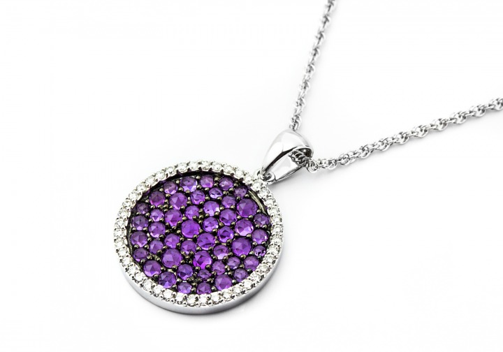 14K Amethyst and Diamond Pendant
