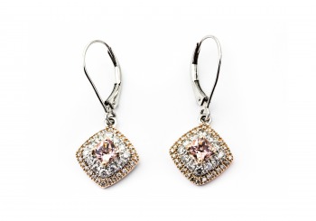 14K Morganite & Diamond Earrings 