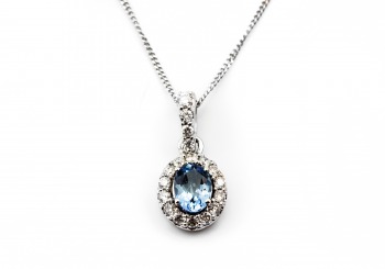14K Morganite and Diamond Pendant14K Aquamarine and Diamond Pendant