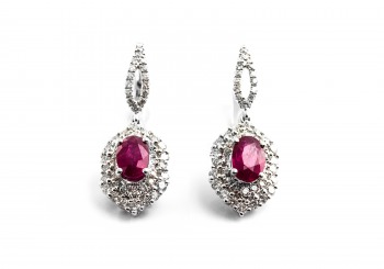 18K Ruby and Diamond Earrings