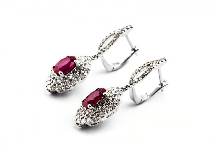 18K Ruby and Diamond Earrings