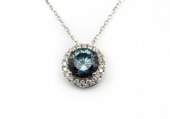 14K Fancy Montana Sapphire & Diamond Ring14K Fancy Montana Sapphire & Diamond Pendant