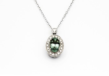 14K Fancy Sapphire and Diamond Pendant