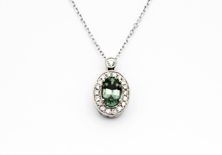 14K Fancy Sapphire and Diamond Pendant 