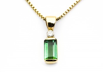 14K Tourmaline and Diamond Pendant 14K Tourmaline and Diamond Pendant