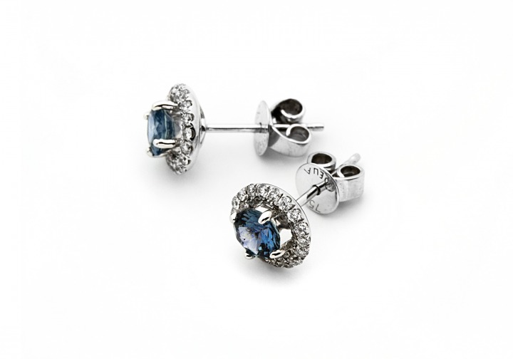 18K Fancy Montana Sapphire Earrings 18K Fancy Montana Sapphire and Diamond Earrings 