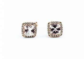 14K Morganite and Diamond Earrings
