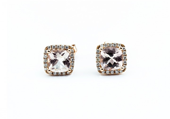 14K Morganite and Diamond Earrings 