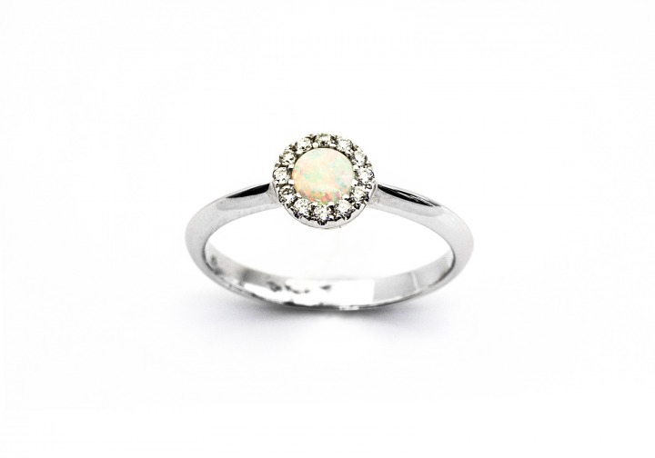 14K Opal and Diamond Ring